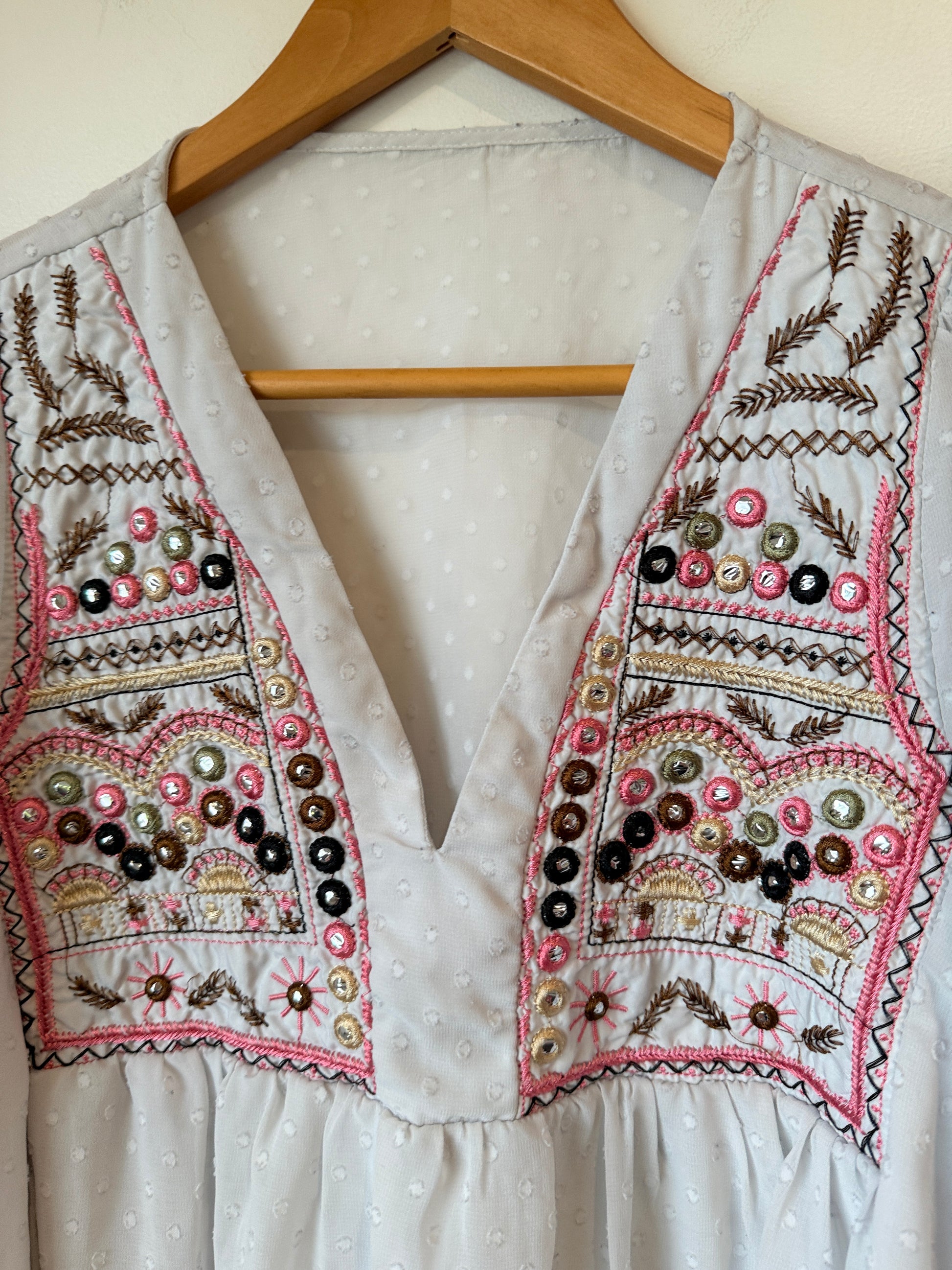 Shein Embroidered Peplum Top Size L