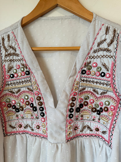 Shein Embroidered Peplum Top Size L