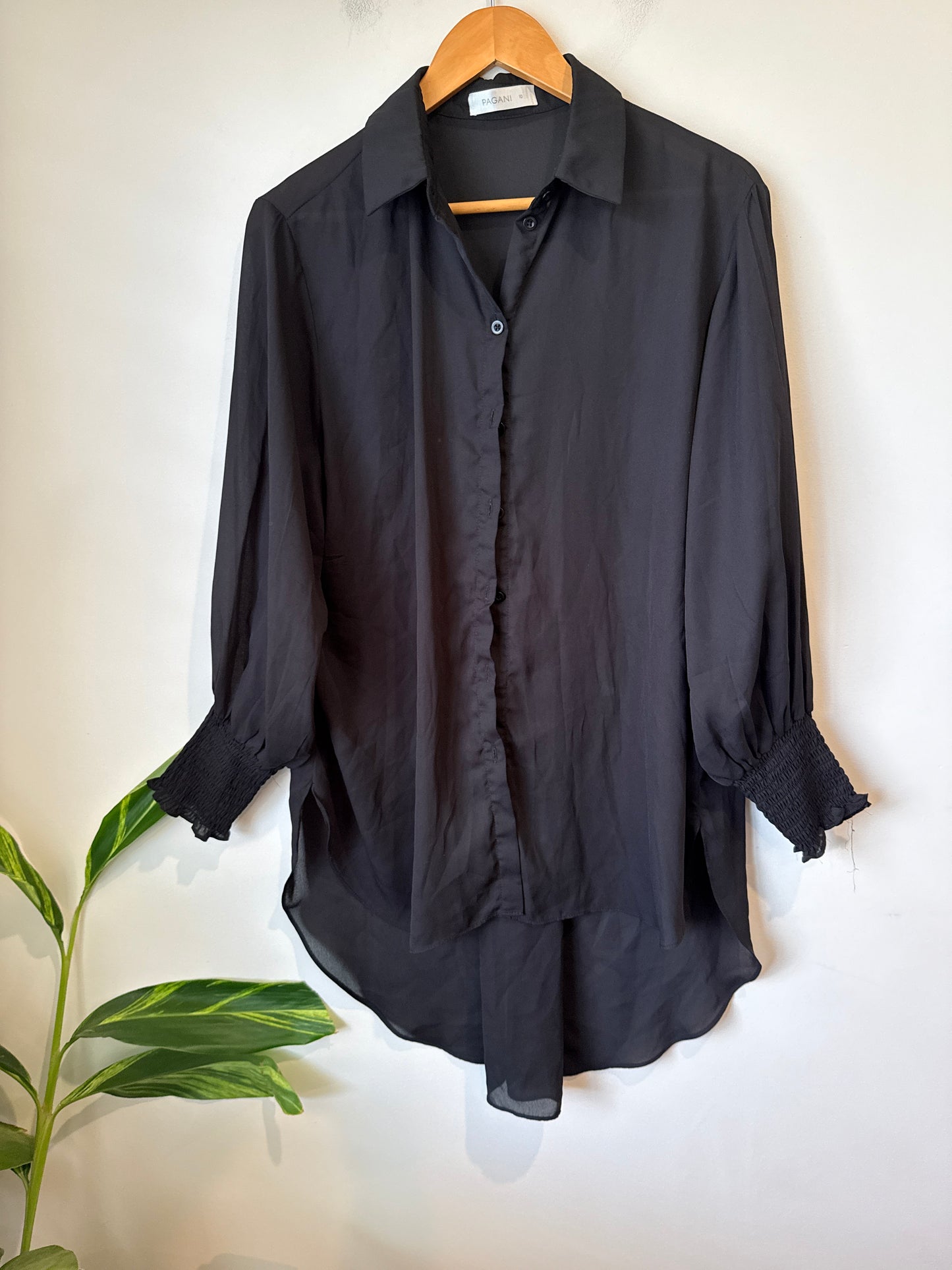Pagani Semi-sheer Button-up Shirt Size 10