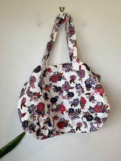 Roxy Floral Canvas Tote Bag – White Multi