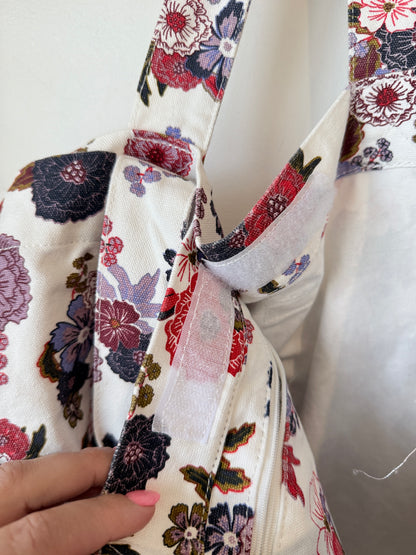 Roxy Floral Canvas Tote Bag – White Multi