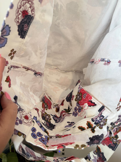 Roxy Floral Canvas Tote Bag – White Multi