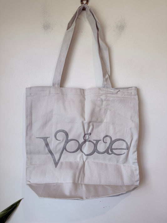 Vogue Canvas Tote Bag – Light Beige