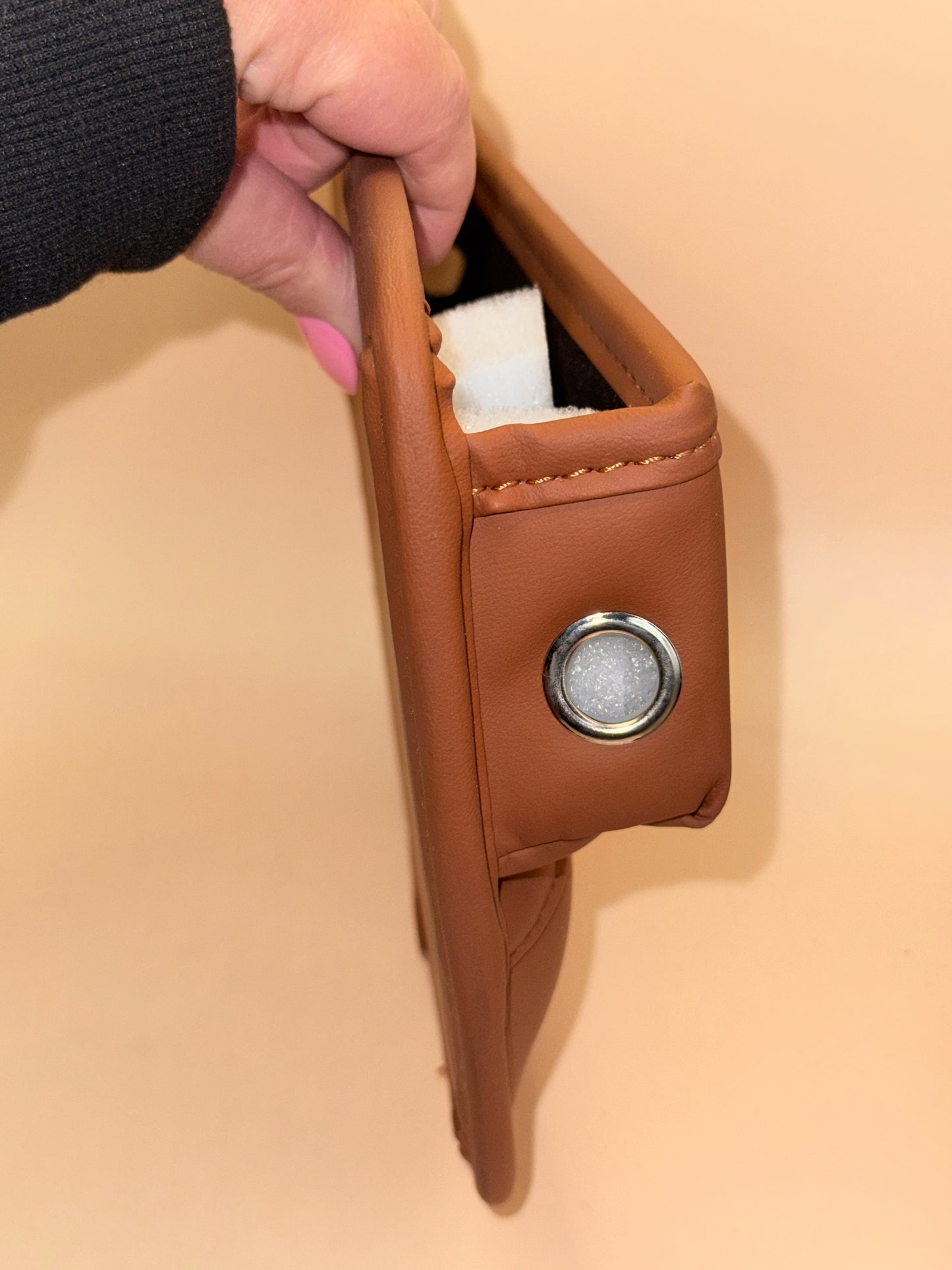 Brown Faux Leather Car Seat Gap Organizer