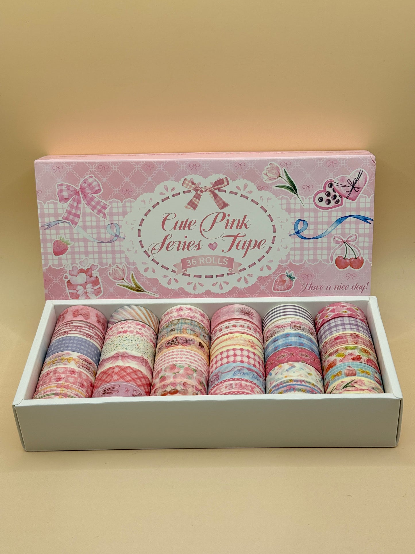 Cute Pink Series Washi Tape Set – 36 Roll Collection