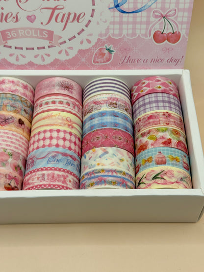Cute Pink Series Washi Tape Set – 36 Roll Collection