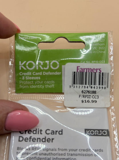Korjo Credit Card Defender RFID Blocking Sleeves – Pack of 3