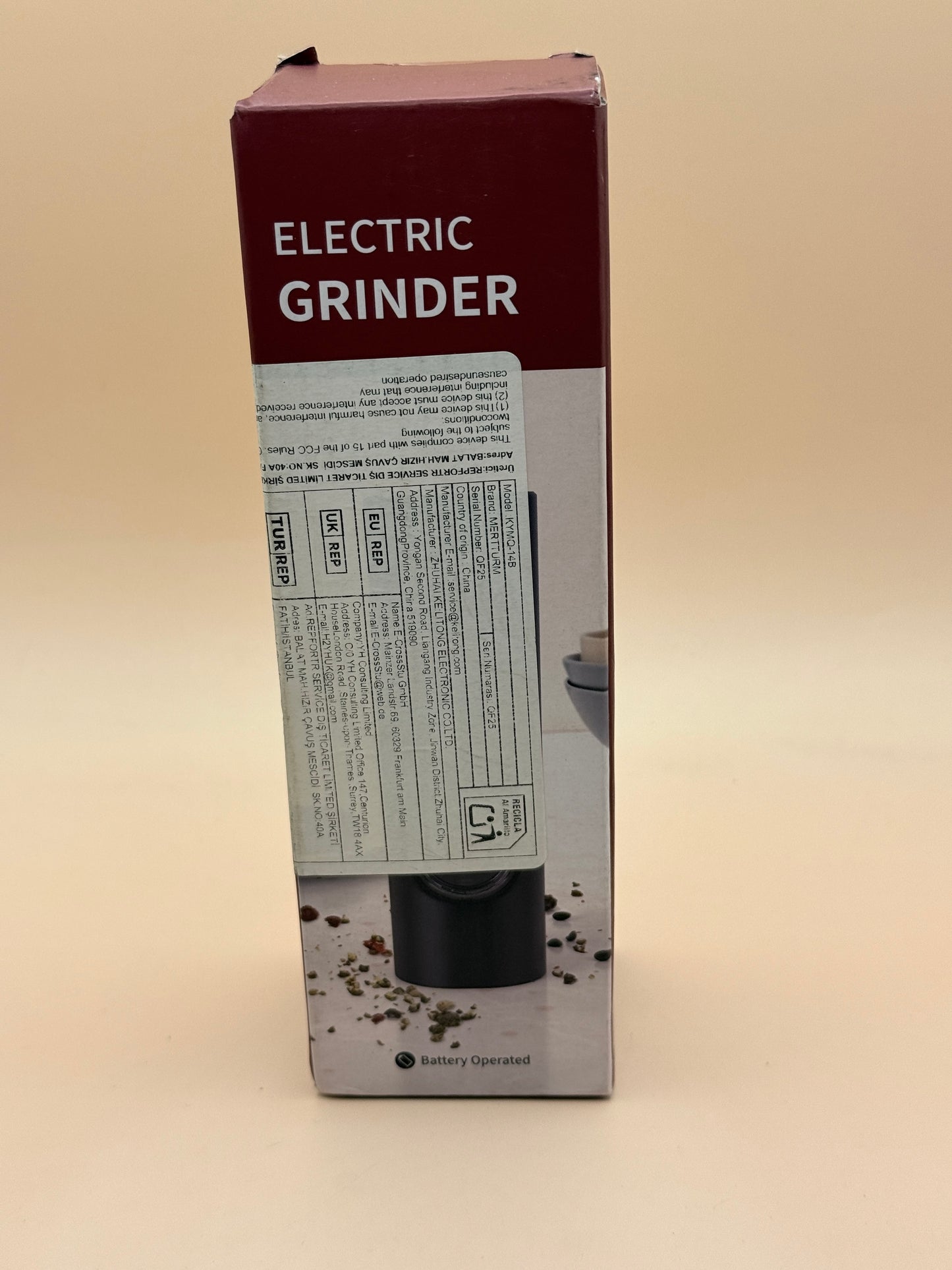 Electric Battery Operated Salt & Pepper Grinder Mill Black