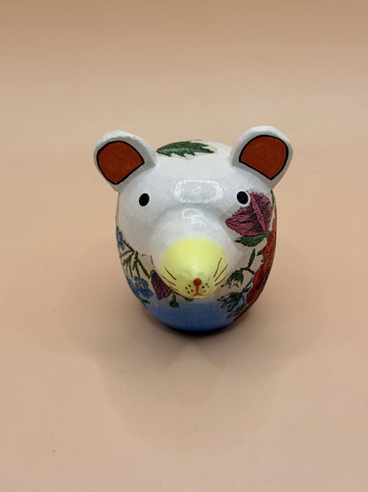 Decorative Floral Wooden Mouse Ornament
