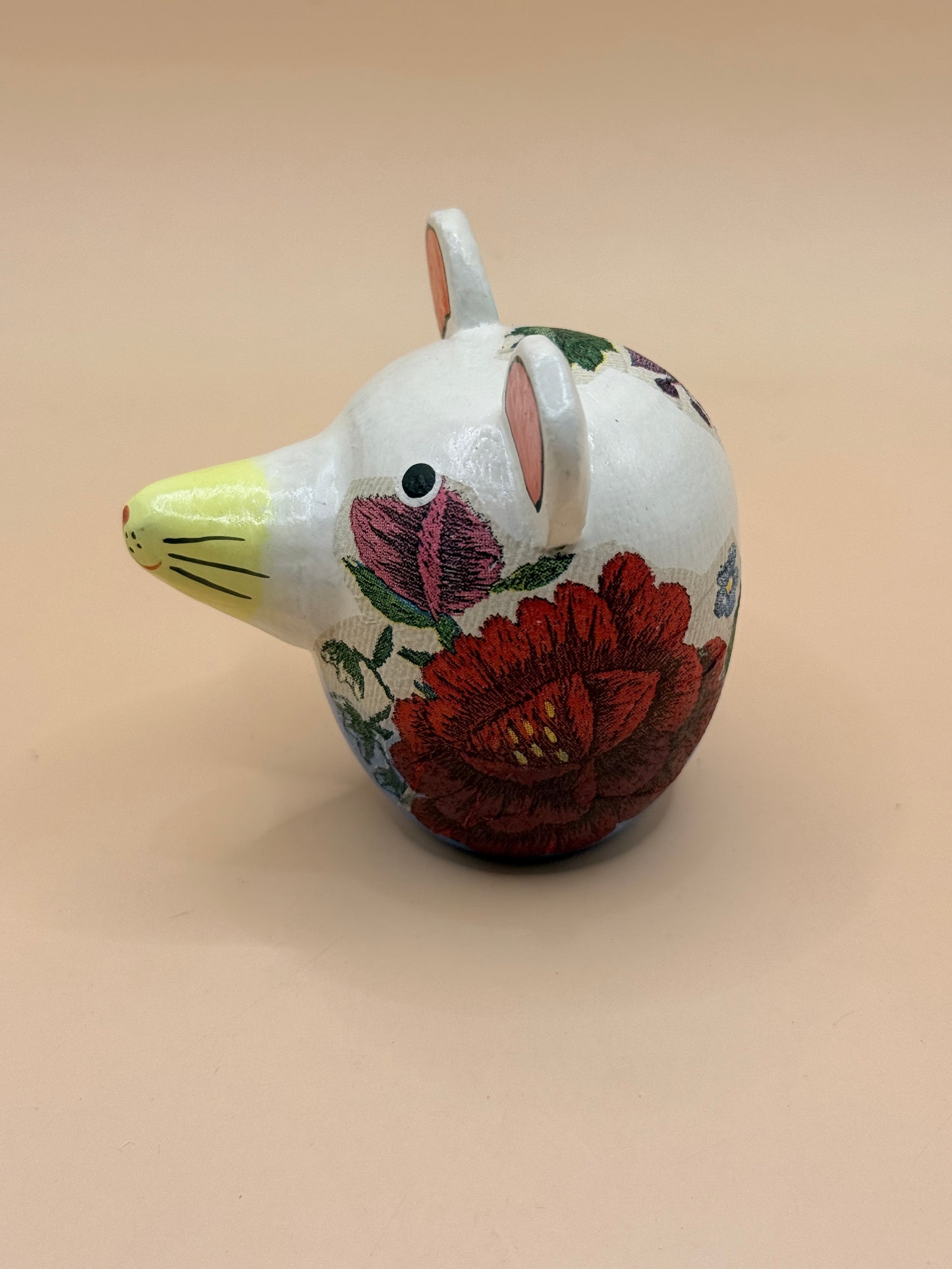 Decorative Floral Wooden Mouse Ornament