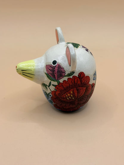 Decorative Floral Wooden Mouse Ornament