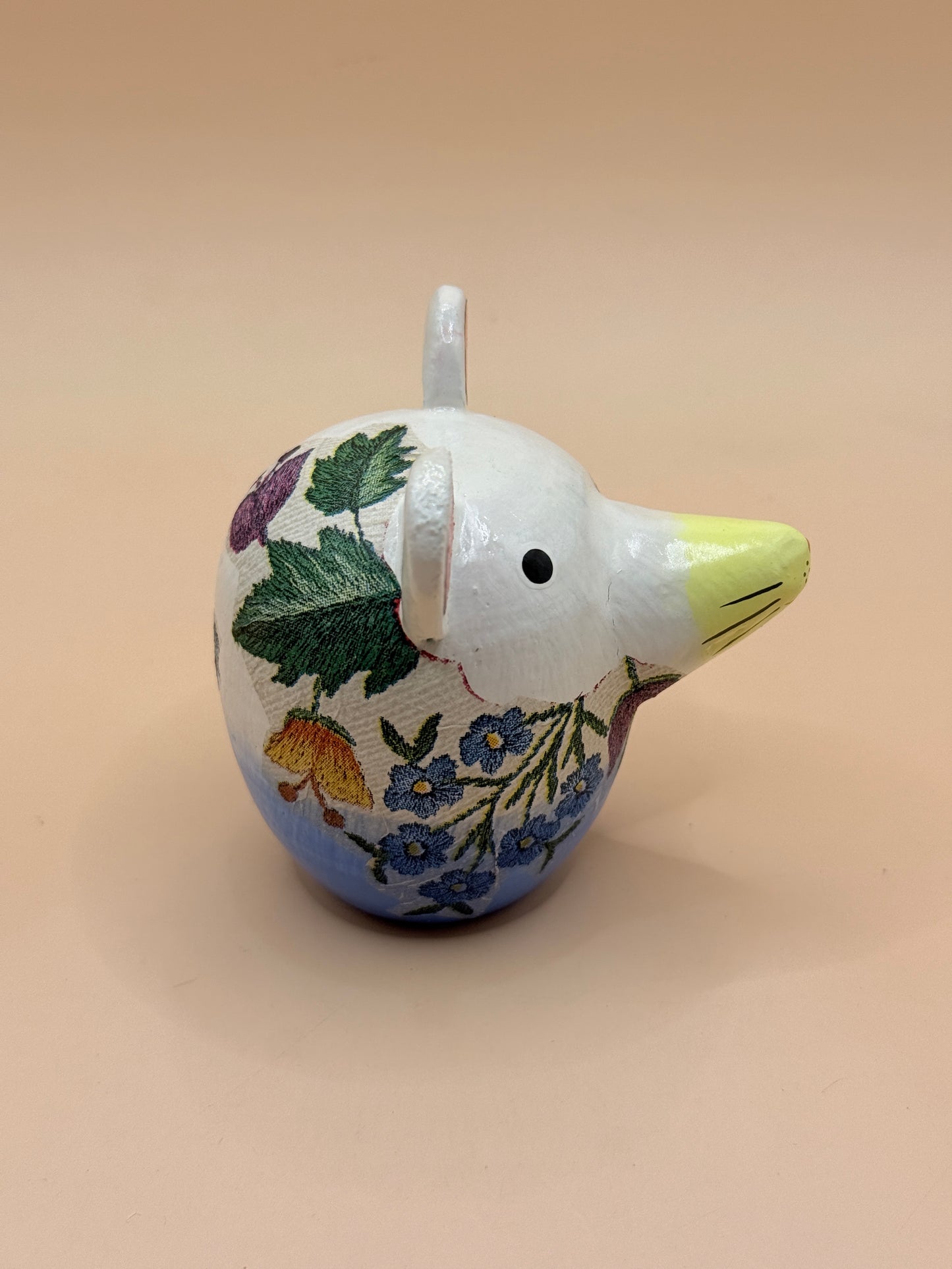 Decorative Floral Wooden Mouse Ornament