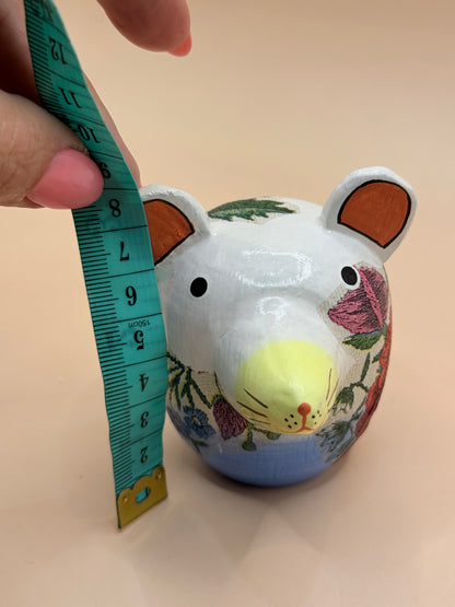 Decorative Floral Wooden Mouse Ornament