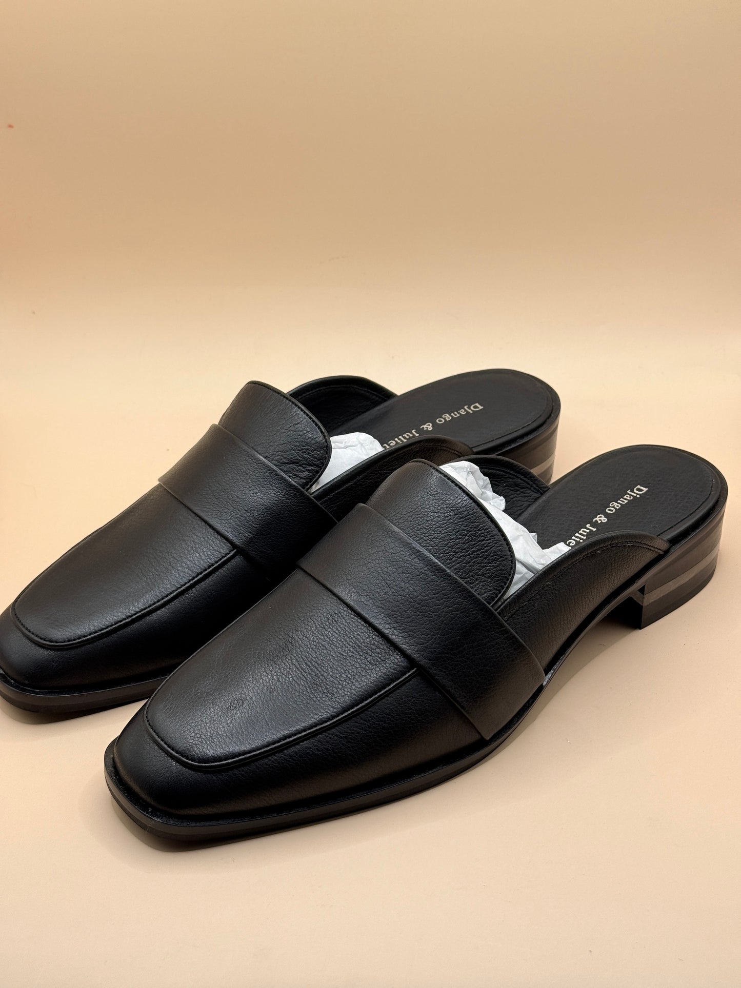Django & Juliette Black Leather Mule Loafers – EU 40