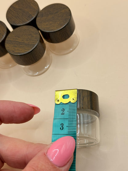 Set of 6 Mini Craft Storage Jars with Wood-Effect Screw Lids