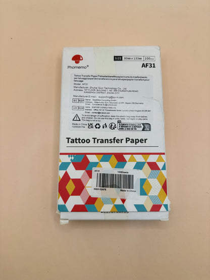 Phomemo AF31 Tattoo Transfer Paper – 100 Sheets (80mm x 133mm)