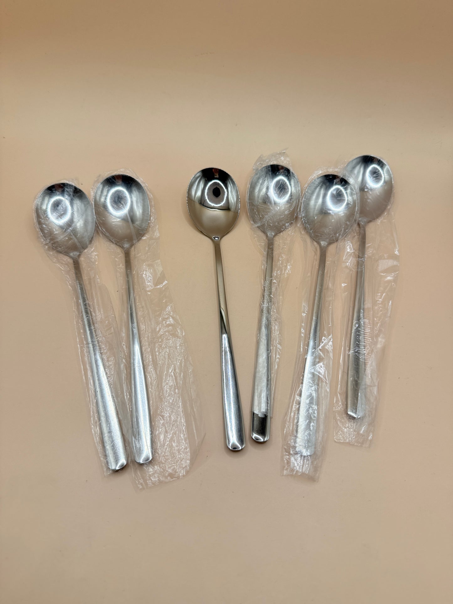 Set of 6 Stainless Steel Spoons – Modern Satin Finish