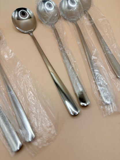 Set of 6 Stainless Steel Spoons – Modern Satin Finish
