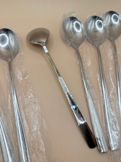 Set of 6 Stainless Steel Spoons – Modern Satin Finish