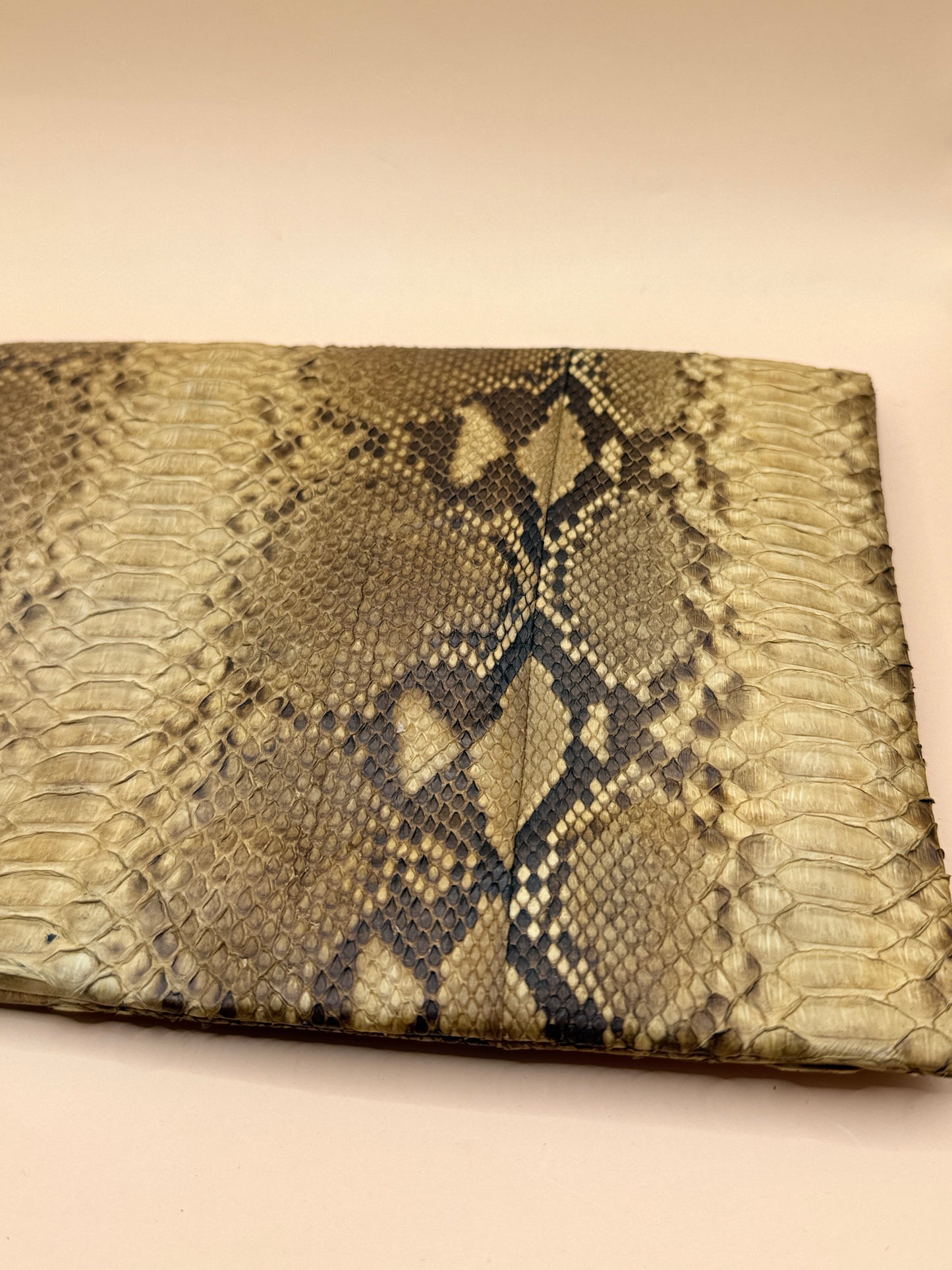 Genuine Python Snakeskin Foldover Clutch Bag