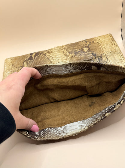 Genuine Python Snakeskin Foldover Clutch Bag