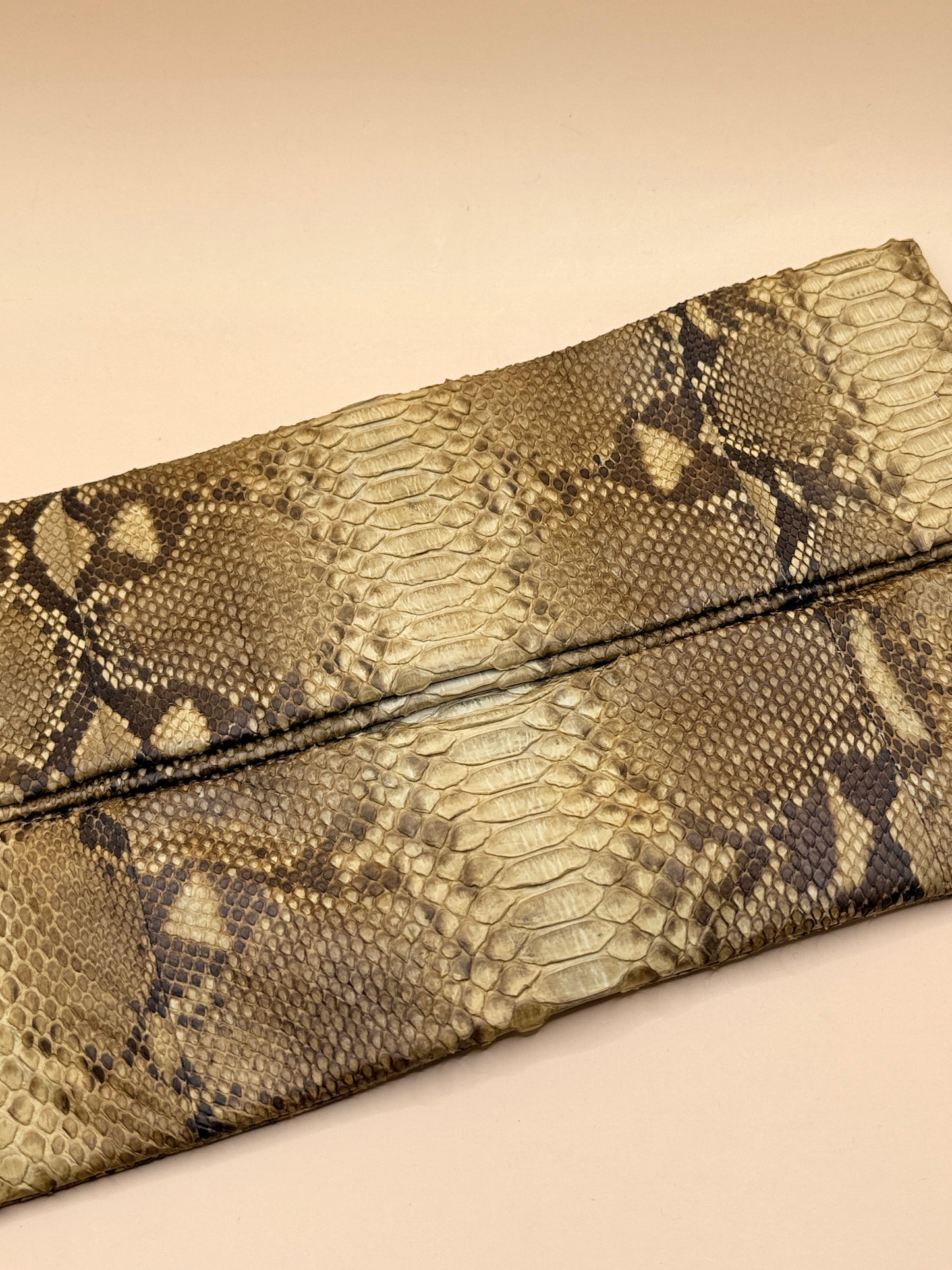Genuine Python Snakeskin Foldover Clutch Bag