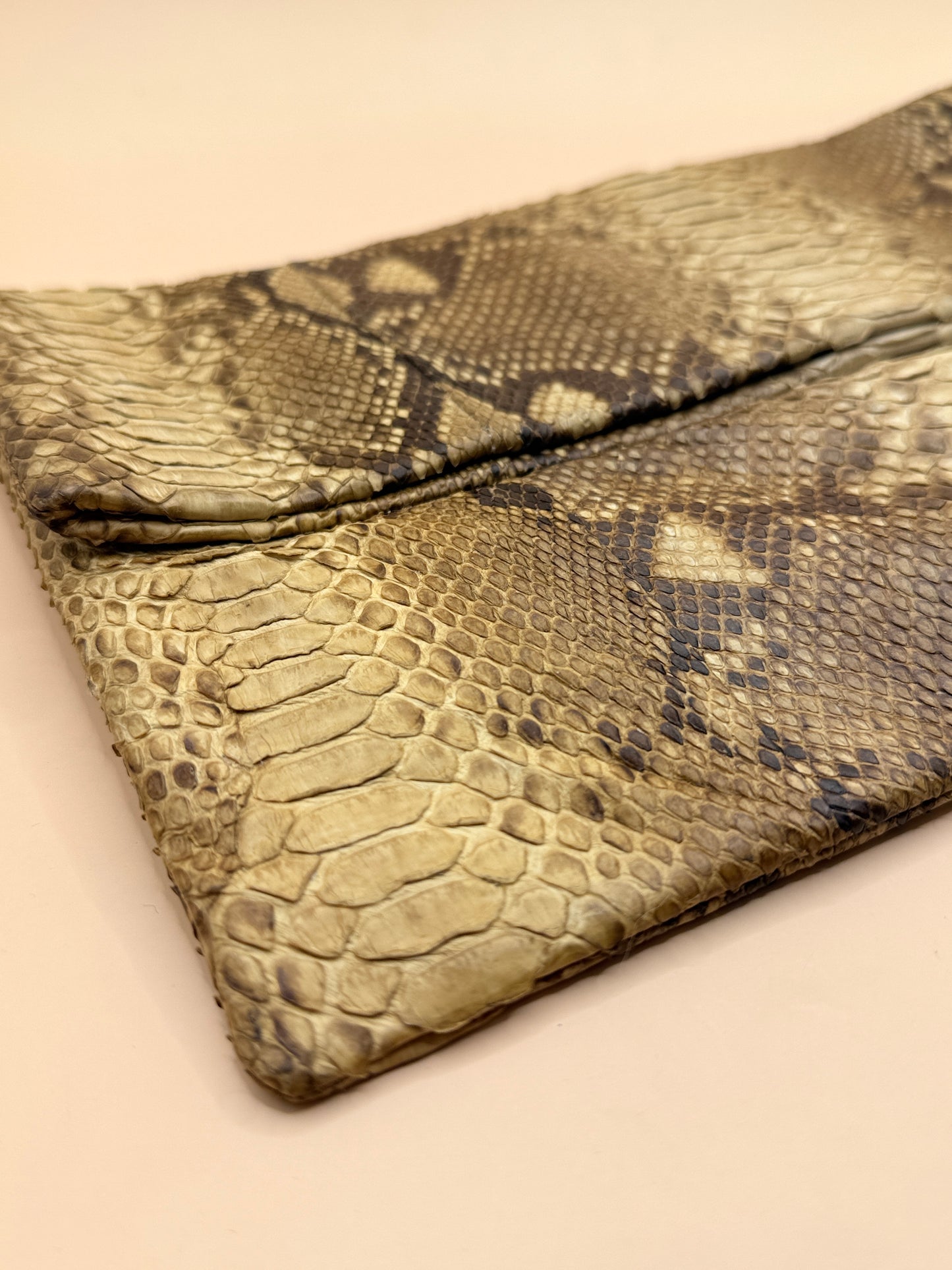 Genuine Python Snakeskin Foldover Clutch Bag