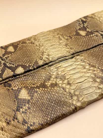 Genuine Python Snakeskin Foldover Clutch Bag