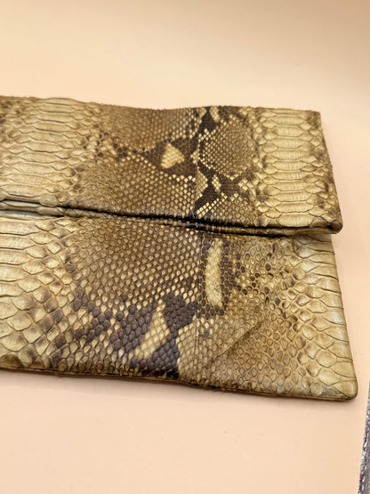 Genuine Python Snakeskin Foldover Clutch Bag