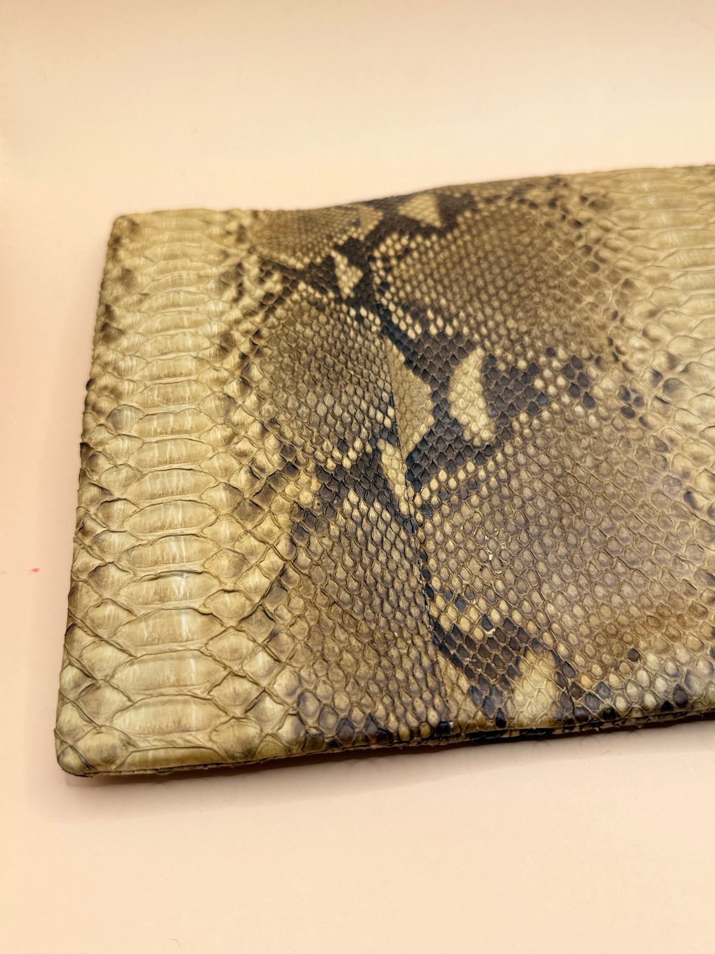 Genuine Python Snakeskin Foldover Clutch Bag