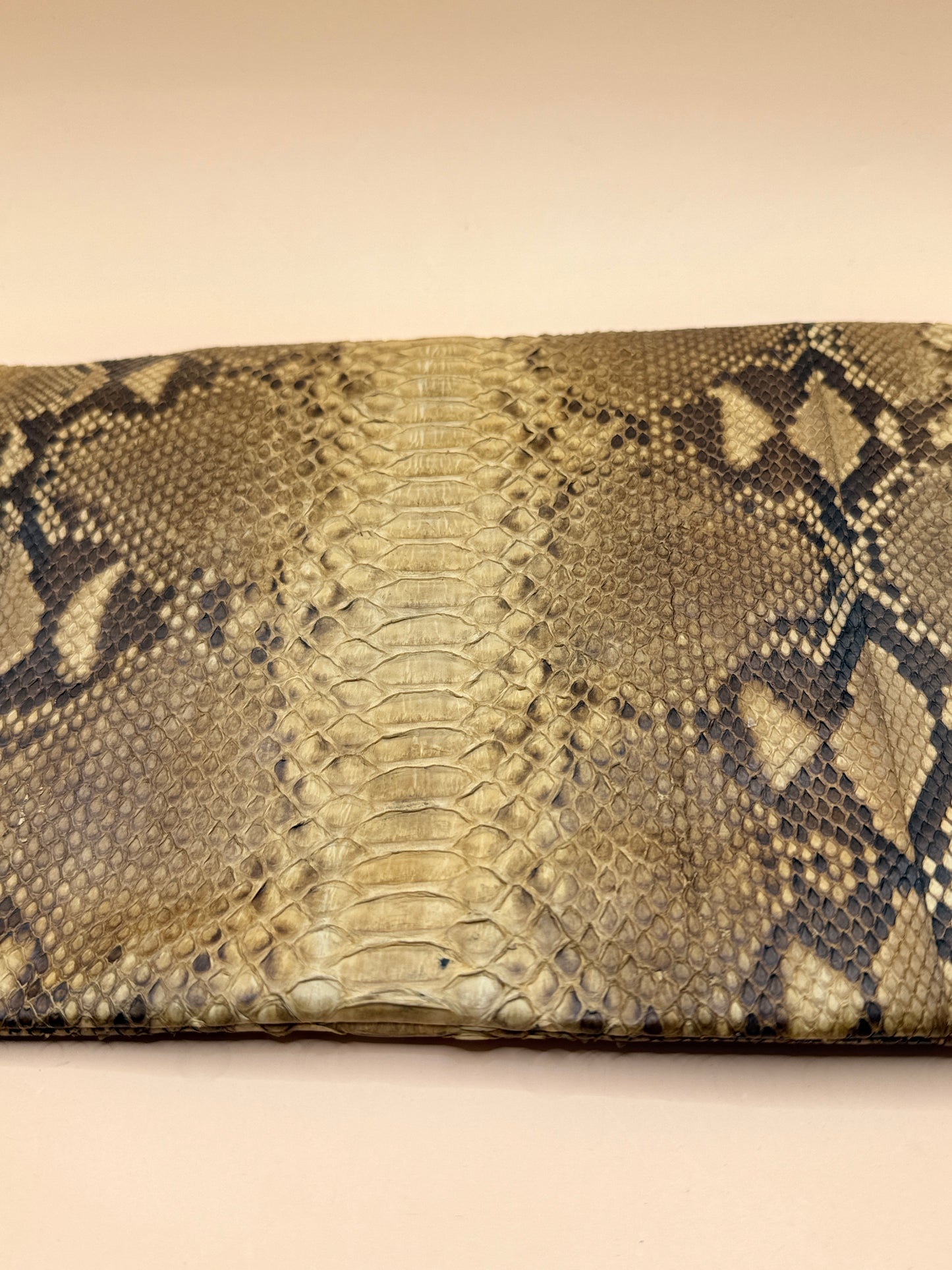 Genuine Python Snakeskin Foldover Clutch Bag