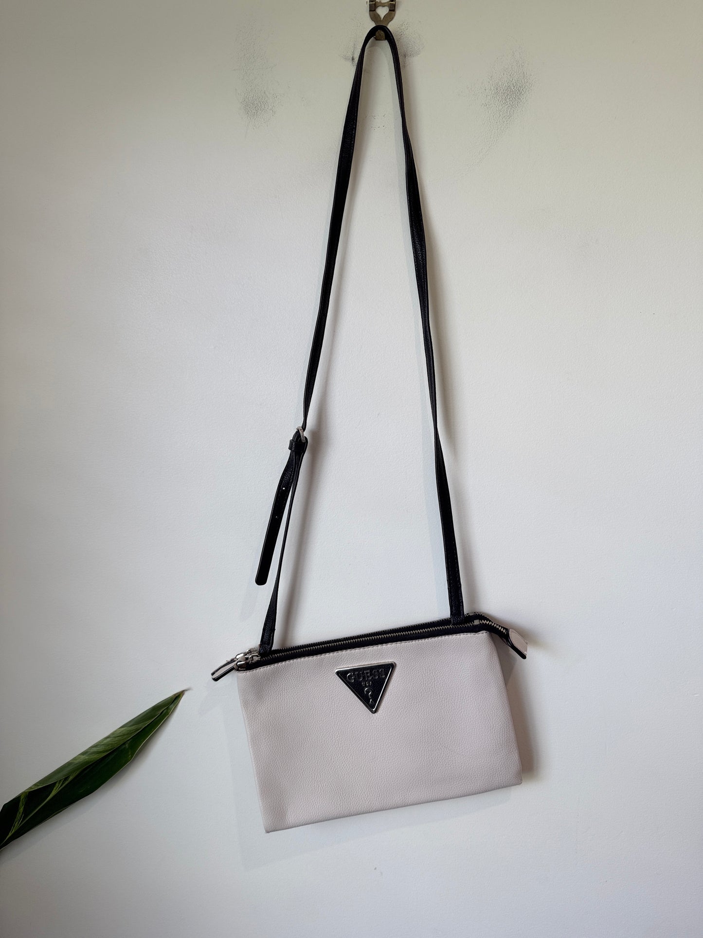 Guess White & Black Crossbody Bag Small