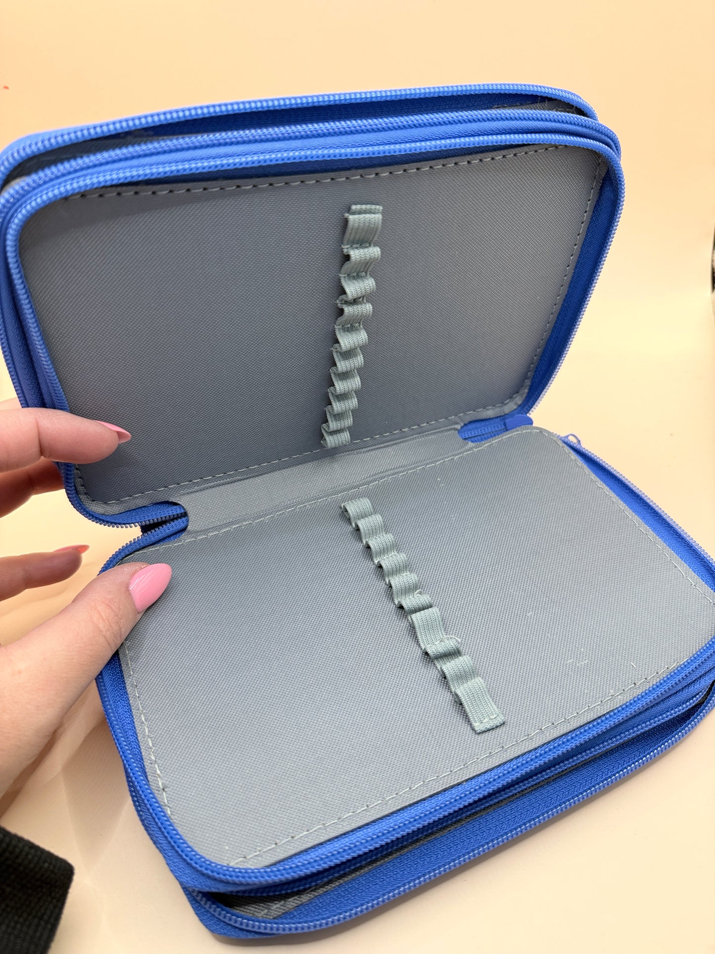 Blue Multi-Zip Pencil Case Organiser – Storage Wallet