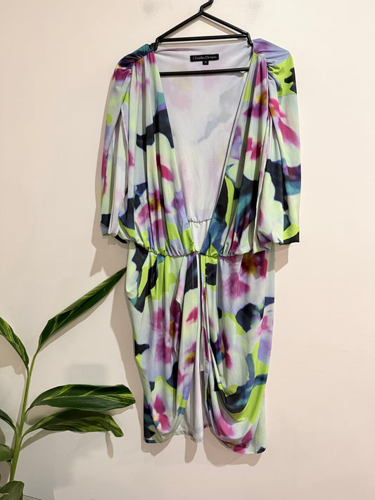 Charlie Brown Multi-colored Abstract Dress Size 10