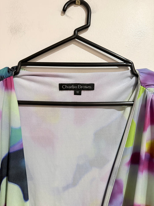 Charlie Brown Multi-colored Abstract Dress Size 10