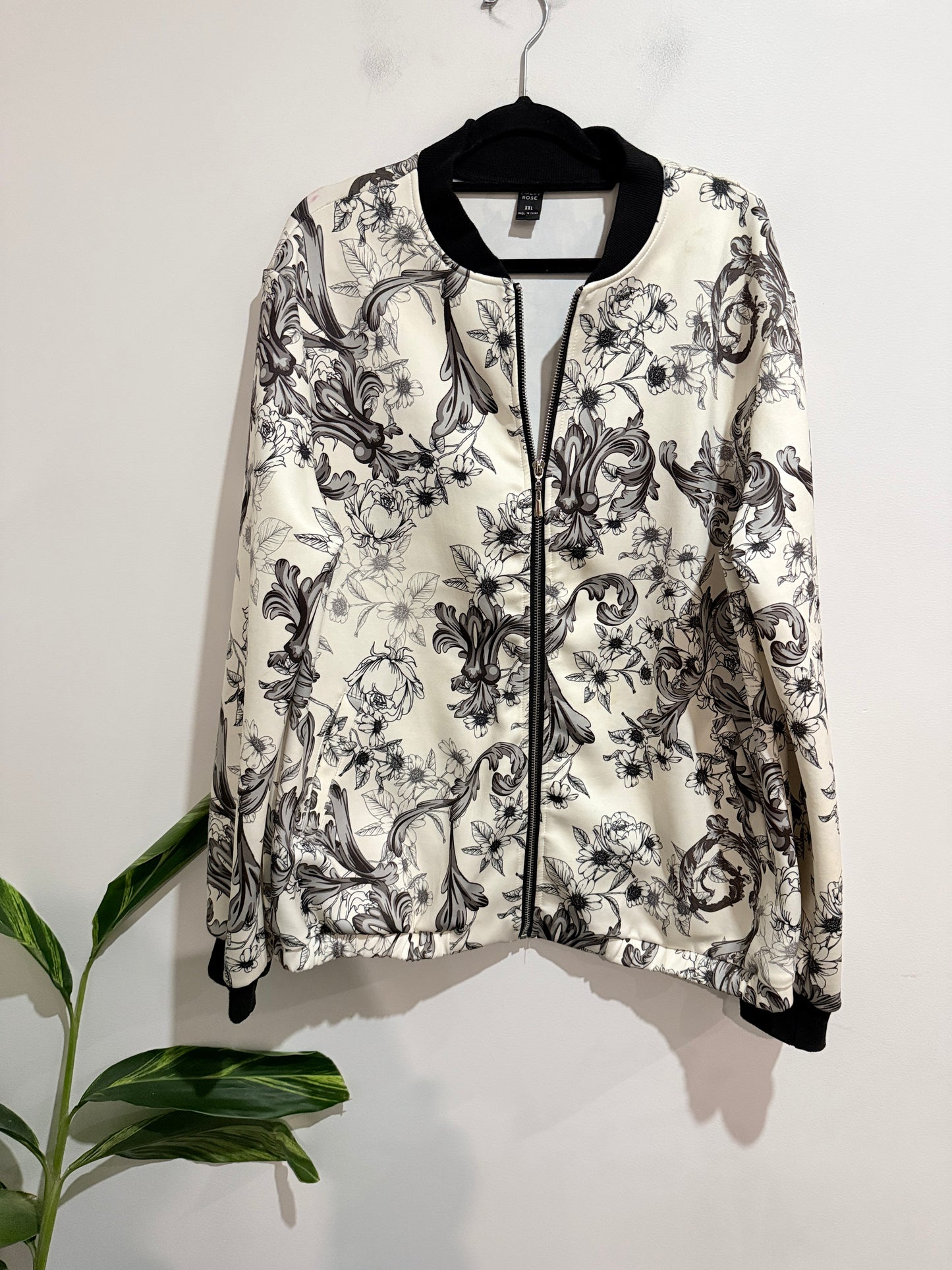 Emery Rose Floral Printed Bomber Jacket Size XXL