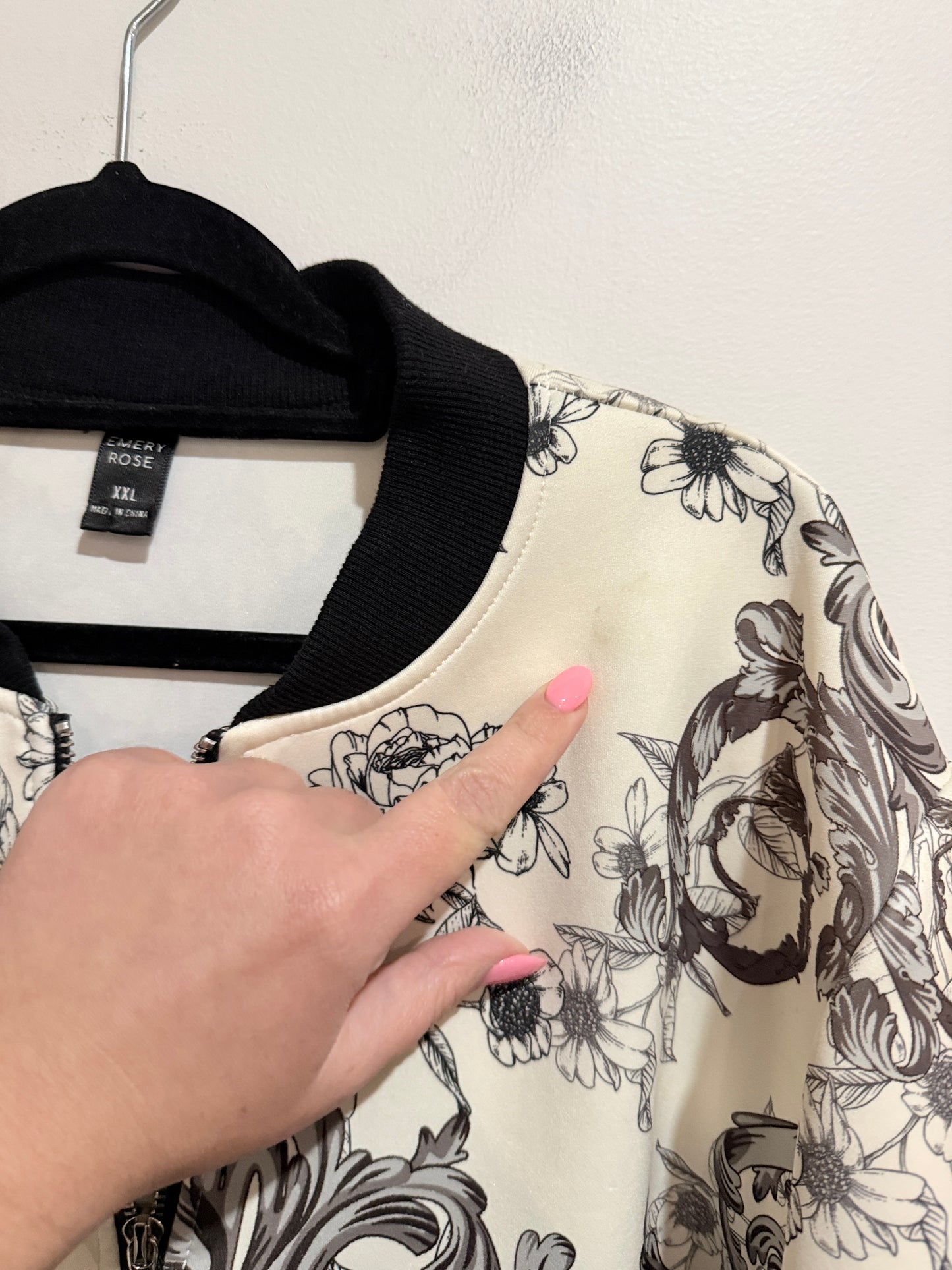 Emery Rose Floral Printed Bomber Jacket Size XXL