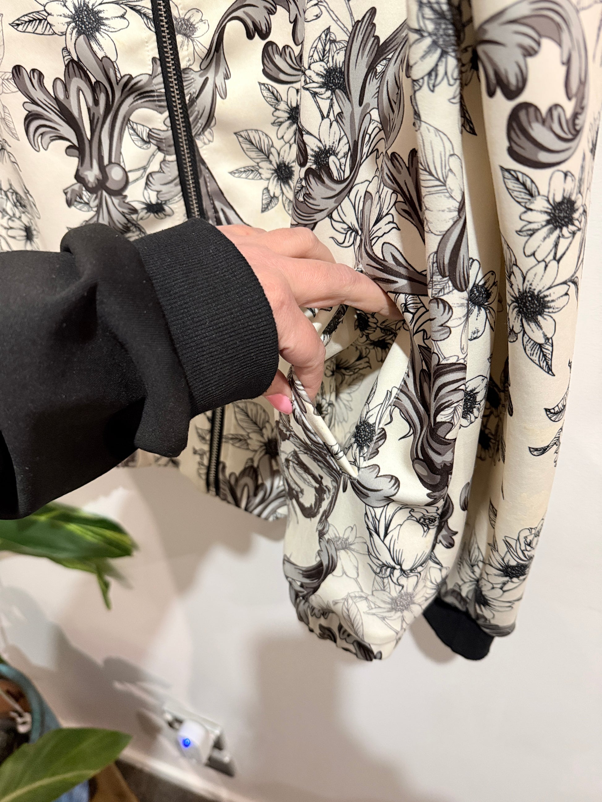 Emery Rose Floral Printed Bomber Jacket Size XXL