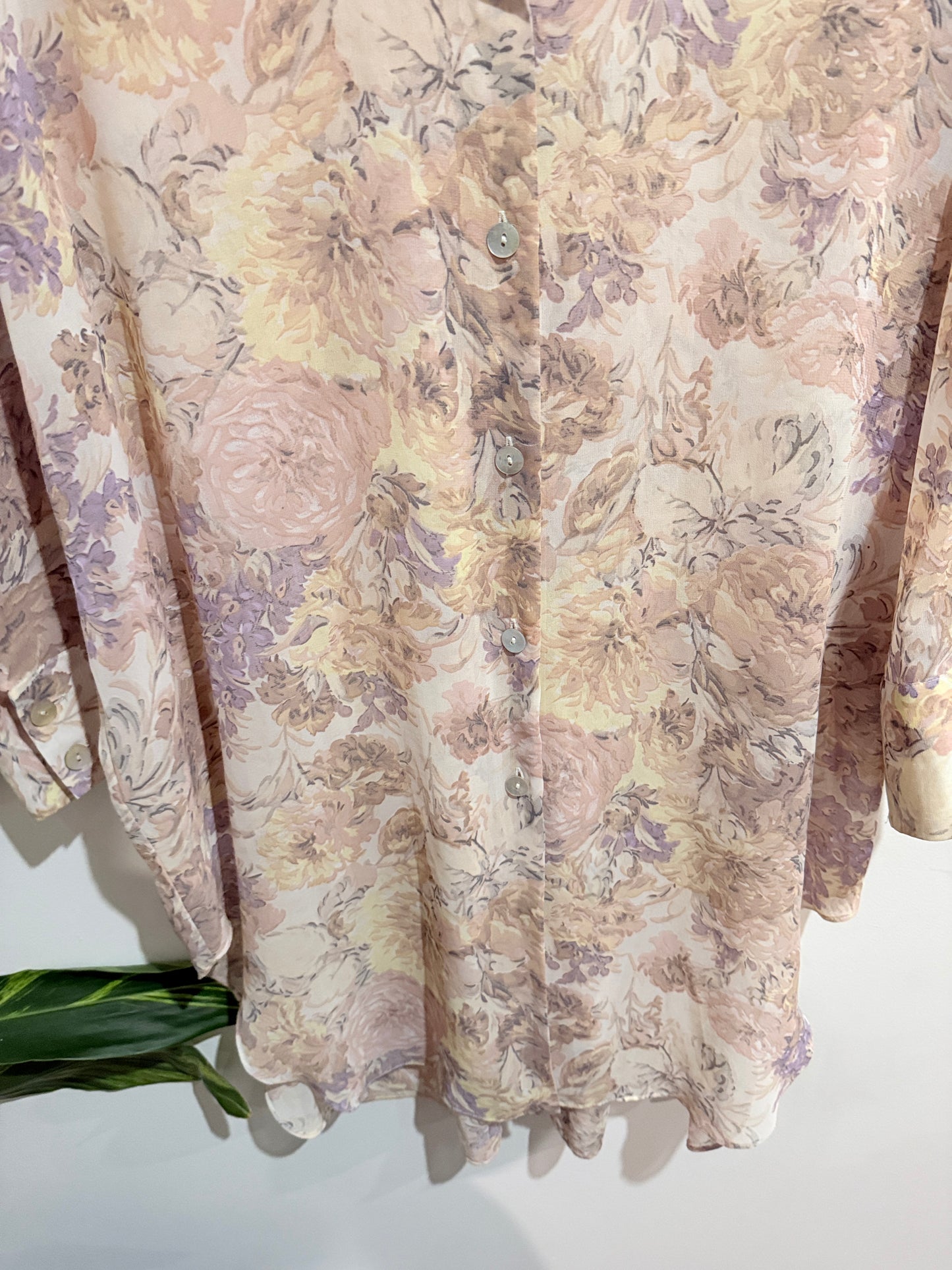 Zara Long Printed Floral Shirt Size XL