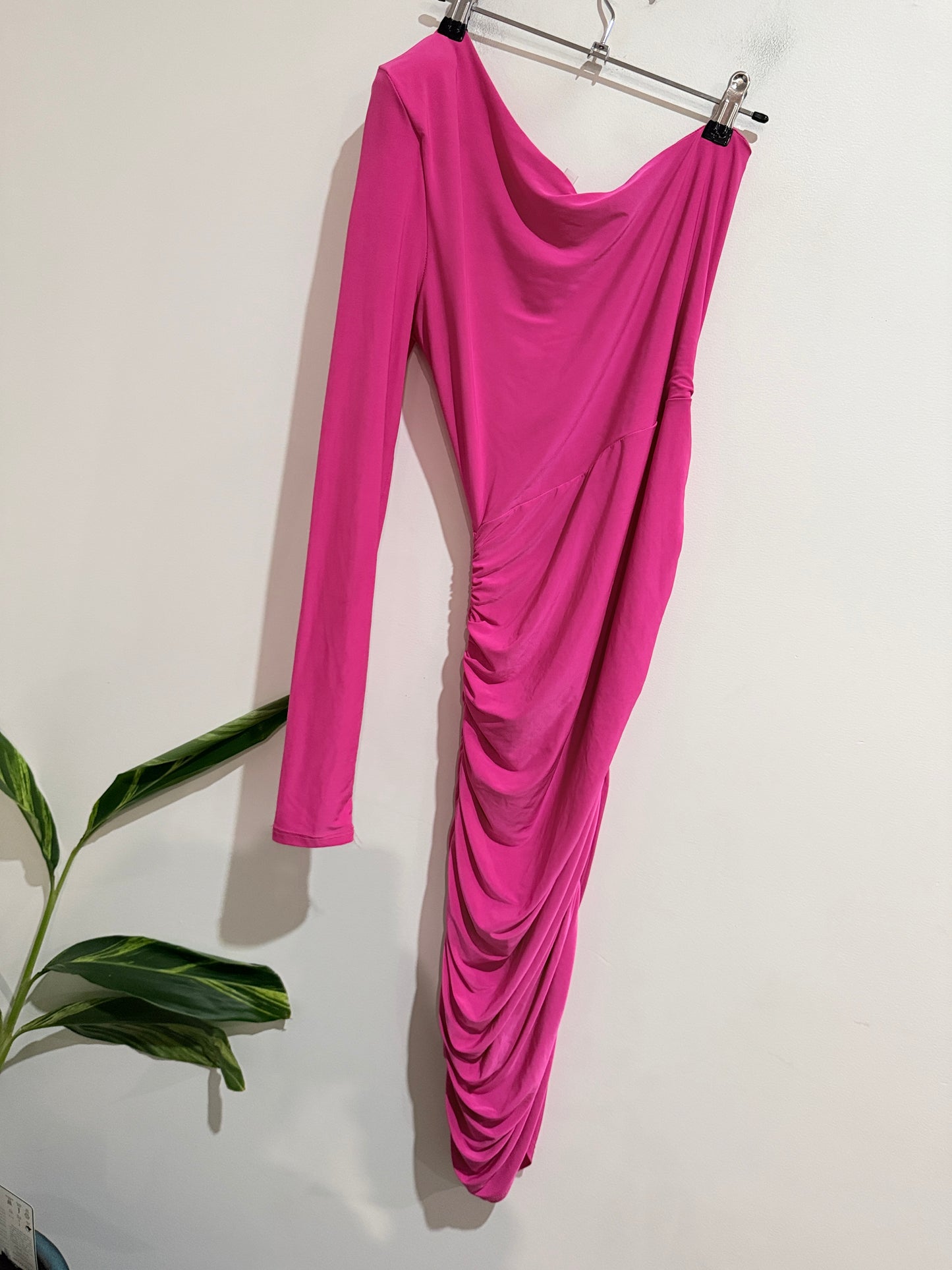 Fashion Nova Asymmetric Ruched Dress Size L