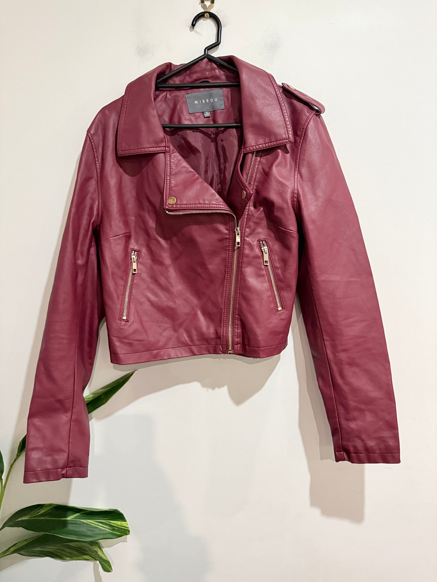 Mirrou Faux-leather Biker Jacket Size 14