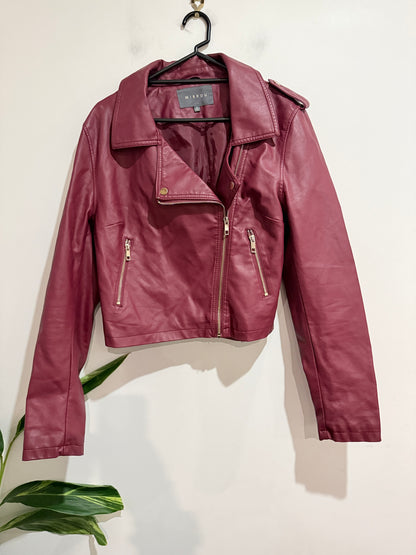 Mirrou Faux-leather Biker Jacket Size 14