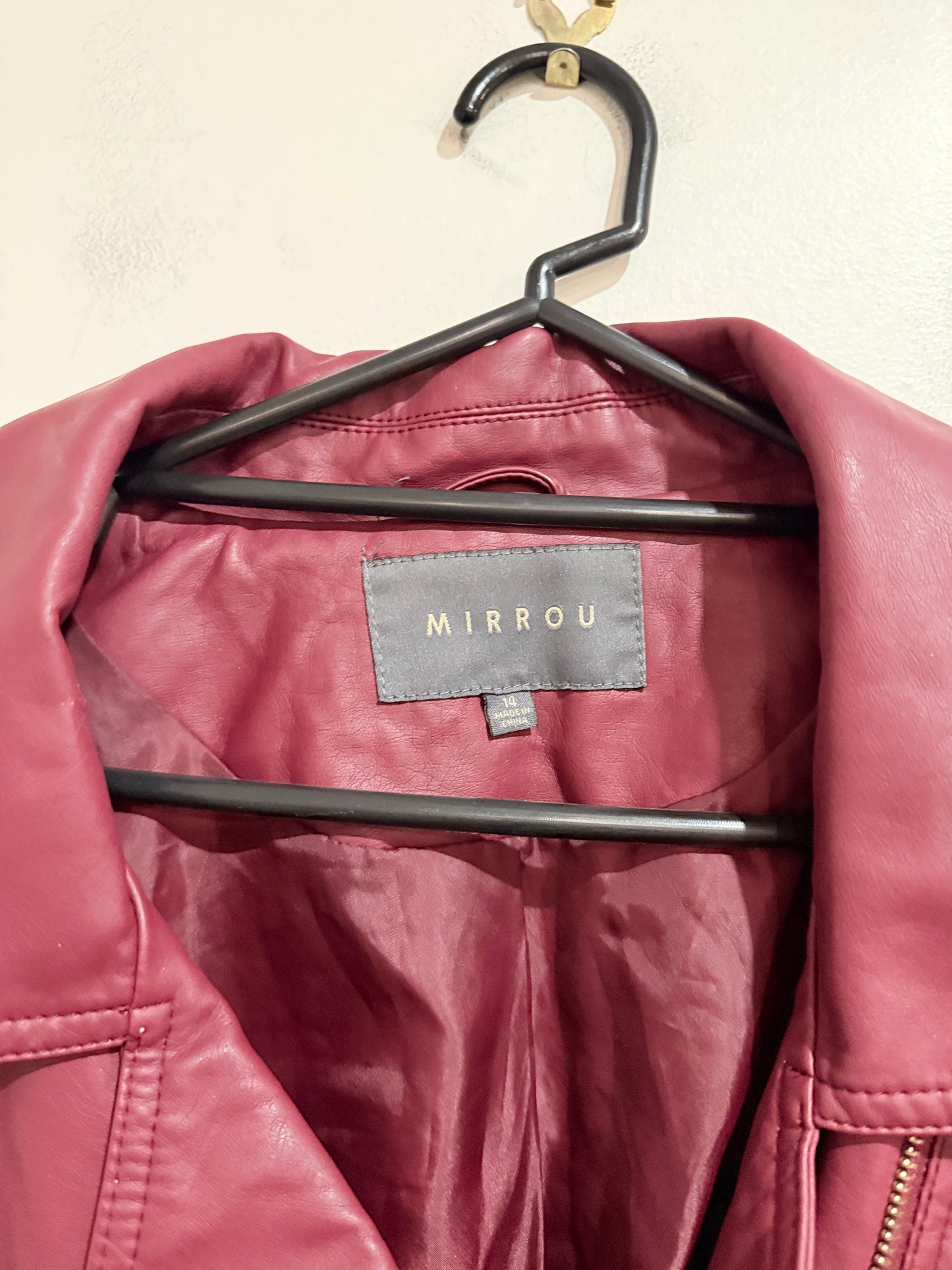 Mirrou Faux-leather Biker Jacket Size 14