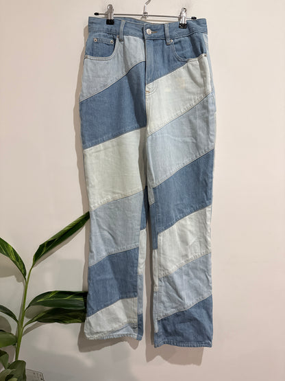 Glassons Two-tone Diagonal Patchwork Jeans Size 10