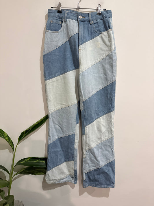 Glassons Two-tone Diagonal Patchwork Jeans Size 10