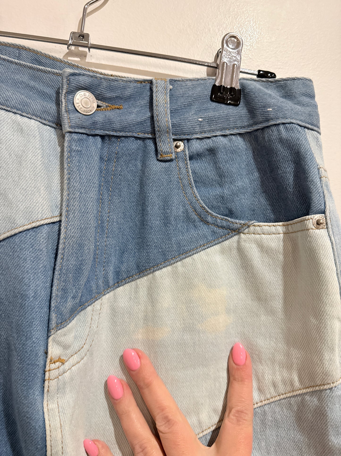 Glassons Two-tone Diagonal Patchwork Jeans Size 10