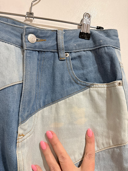 Glassons Two-tone Diagonal Patchwork Jeans Size 10