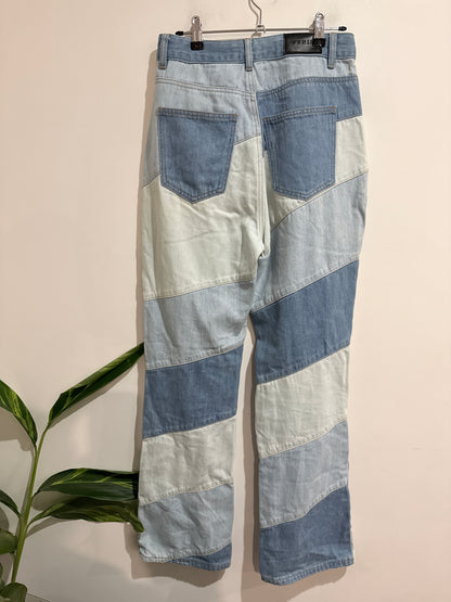 Glassons Two-tone Diagonal Patchwork Jeans Size 10