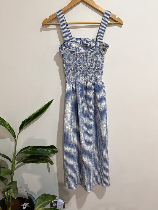 Mirrou Smocked Gingham Midi Dress Size 12