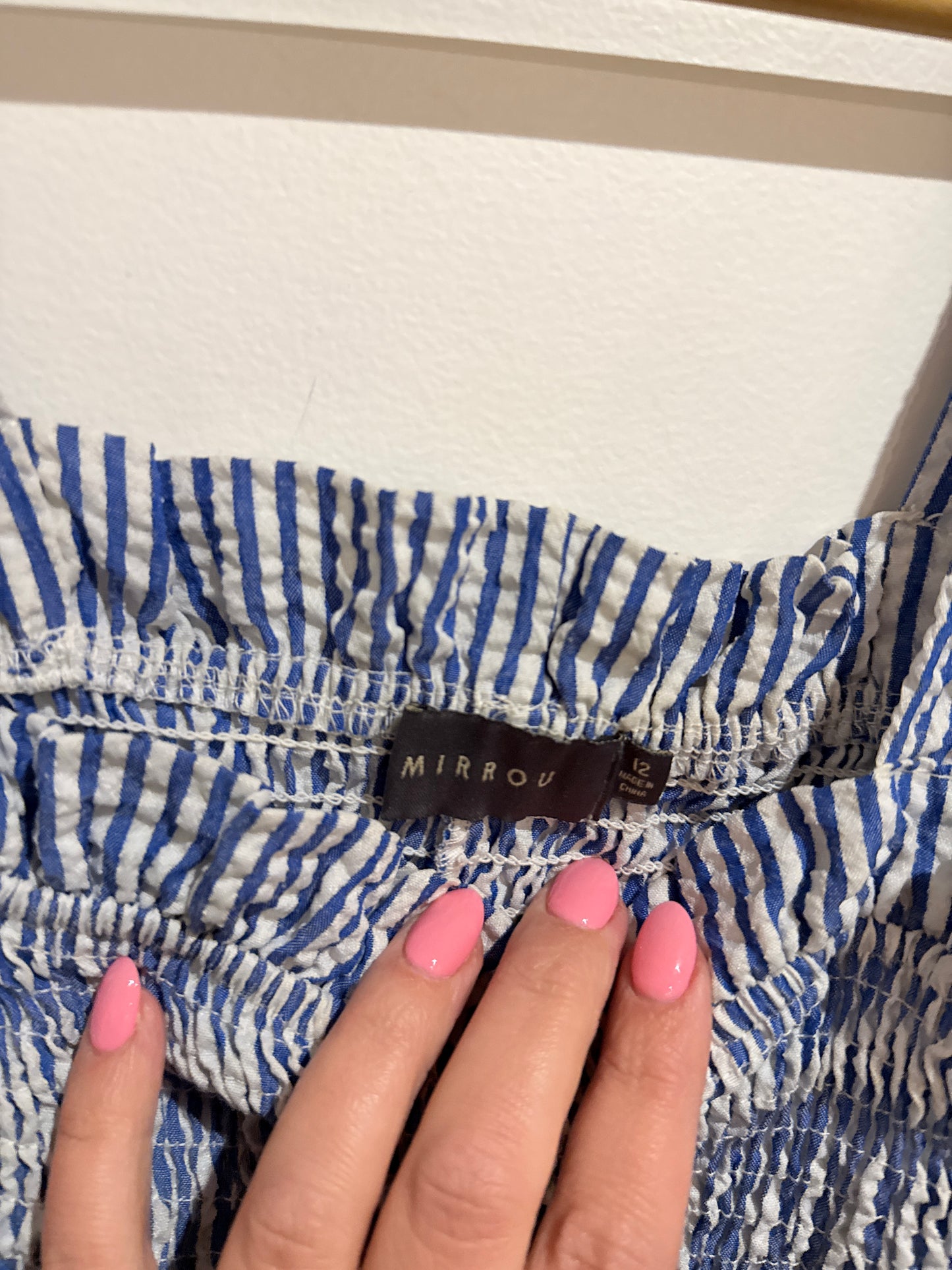 Mirrou Smocked Gingham Midi Dress Size 12